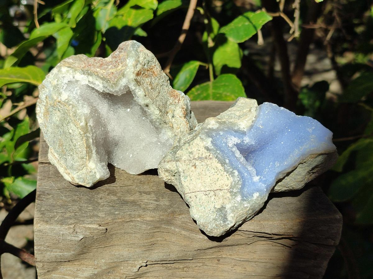 Natural Large Blue Lace Agate Geode Specimens x 6 From Nsanje, Malawi - Toprock Gemstones and Minerals 