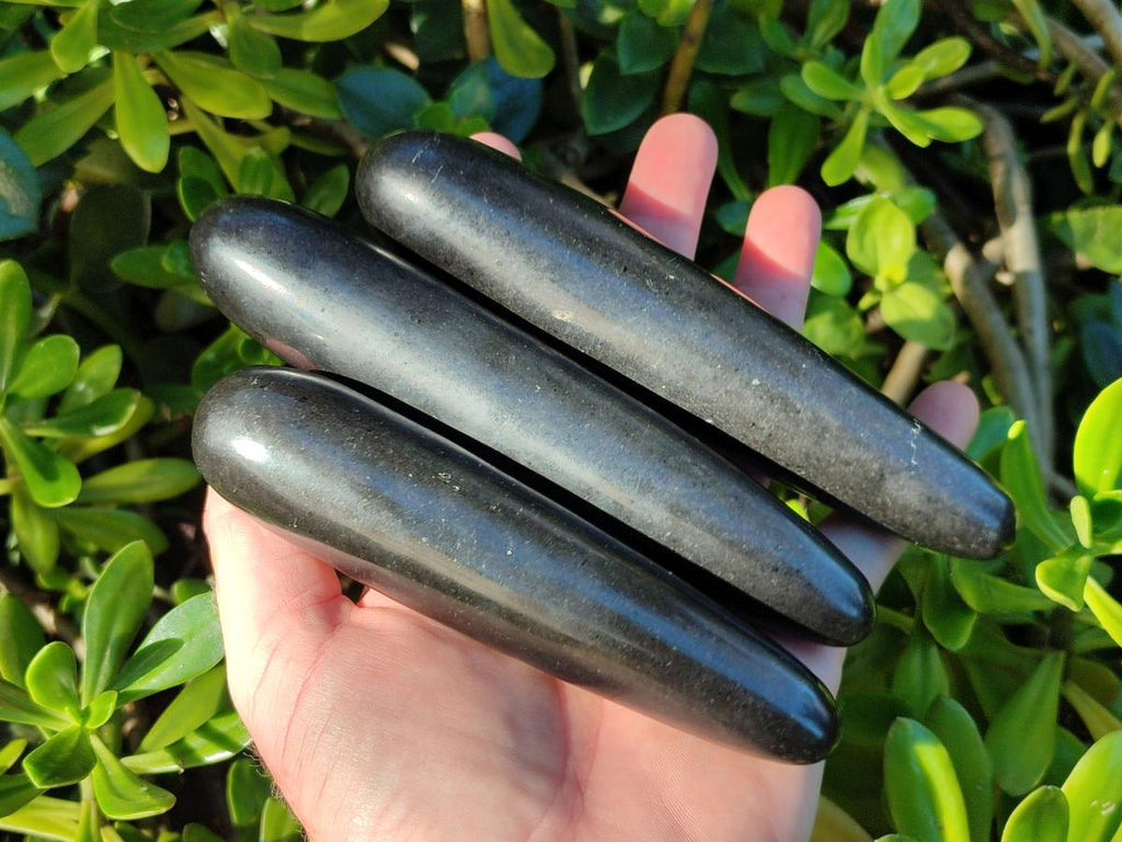 Polished Black Basalt Massage Wands x 6 From Madagascar - Toprock Gemstones and Minerals 