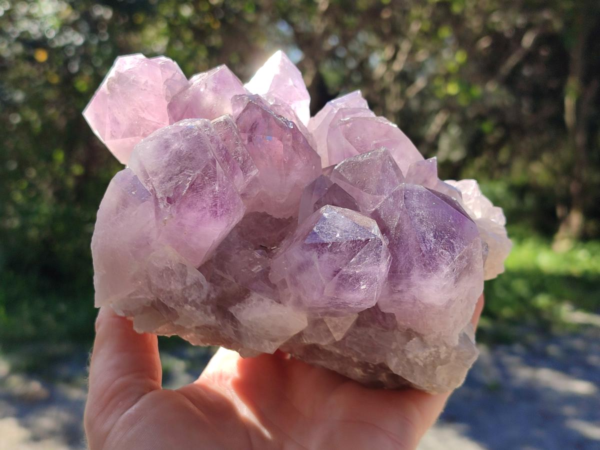 Natural Jacaranda Amethyst Crystal Clusters x 3 From Mumbwa, Zambia - Toprock Gemstones and Minerals 