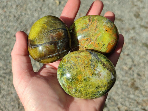 Polished Green Opal Palm Stones x 12 From Betroka, Madagascar - Toprock Gemstones and Minerals 