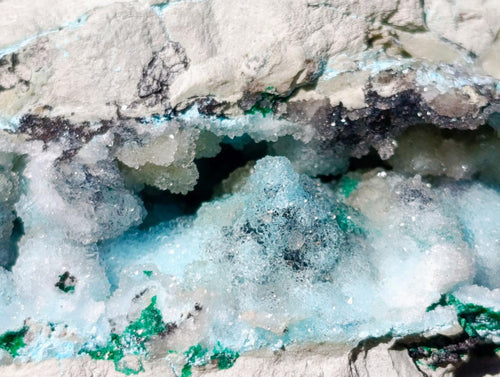 Natural Drusy Coated Chrysocolla and Malachite on Dolomite Specimens x 6 From Likasi, Congo - Toprock Gemstones and Minerals 