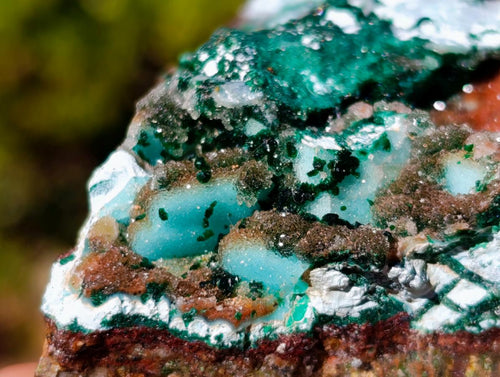 Natural Drusy Coated Chrysocolla and Malachite on Dolomite Specimens x 6 From Likasi, Congo - Toprock Gemstones and Minerals 