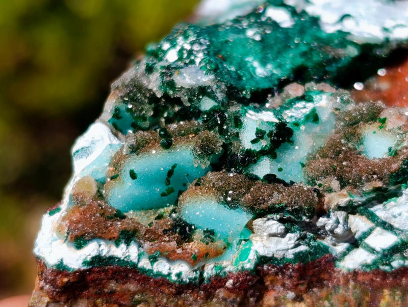 Natural Drusy Coated Chrysocolla and Malachite on Dolomite Specimens x 6 From Likasi, Congo - Toprock Gemstones and Minerals 