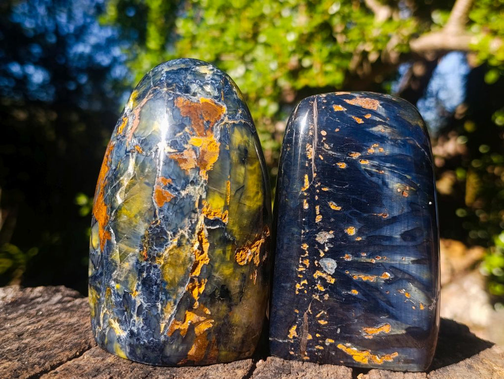 Polished Nellite Tigers Eye Standing Display Pieces x 3 From Prieska, South Africa - Toprock Gemstones and Minerals 