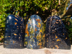 Polished Nellite Tigers Eye Standing Display Pieces x 3 From Prieska, South Africa - Toprock Gemstones and Minerals 