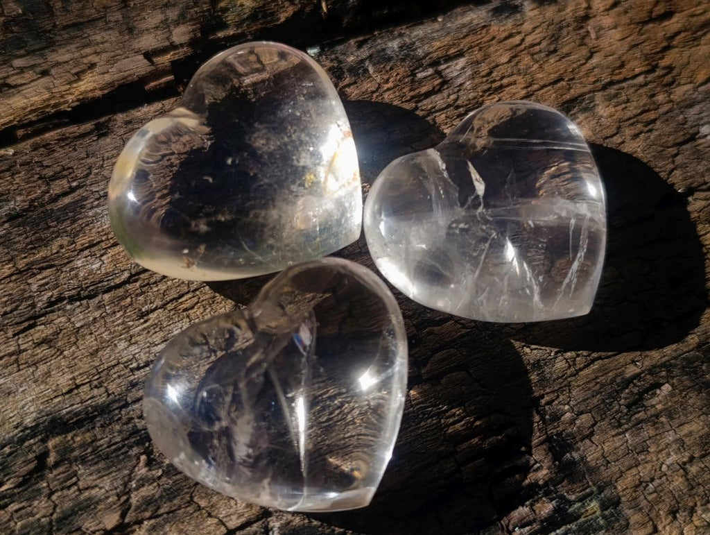 Polished Clear Quartz and Smokey Quartz Hearts x 29 From Madagascar - Toprock Gemstones and Minerals 