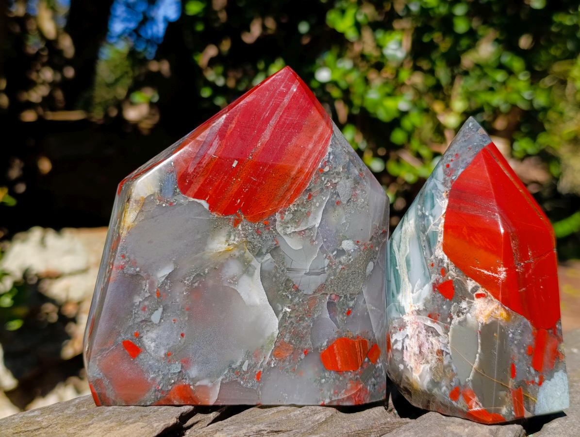Polished Bloodstone Display Crystal Points x 2 From Swaziland - Toprock Gemstones and Minerals 