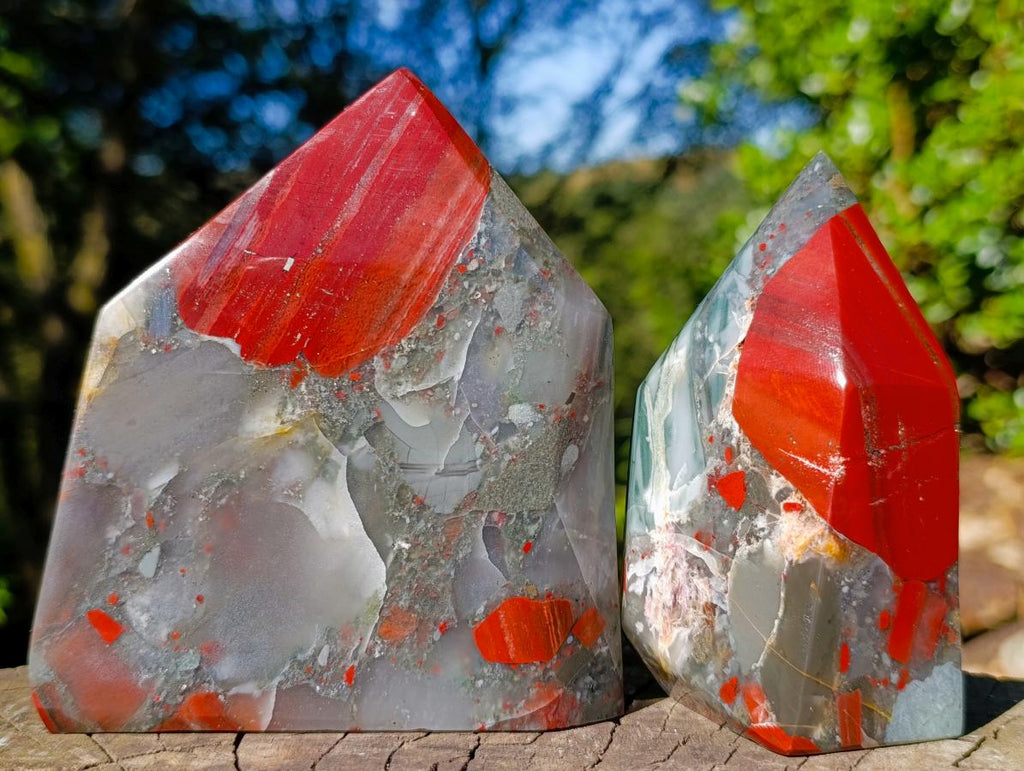 Polished Bloodstone Display Crystal Points x 2 From Swaziland - Toprock Gemstones and Minerals 