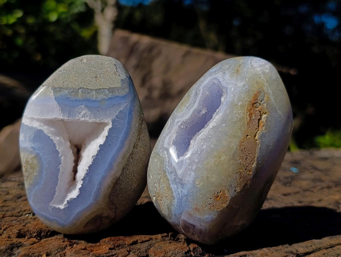 Polished Blue Lace Agate Free Forms x 6 From Nsanje, Malawi - Toprock Gemstones and Minerals 