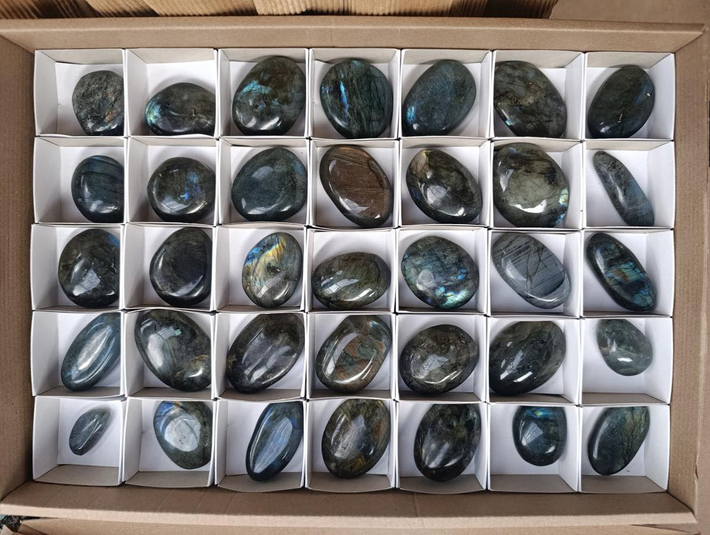 Polished Labradorite Palm Stones x 35 From Madagascar - Toprock Gemstones and Minerals 