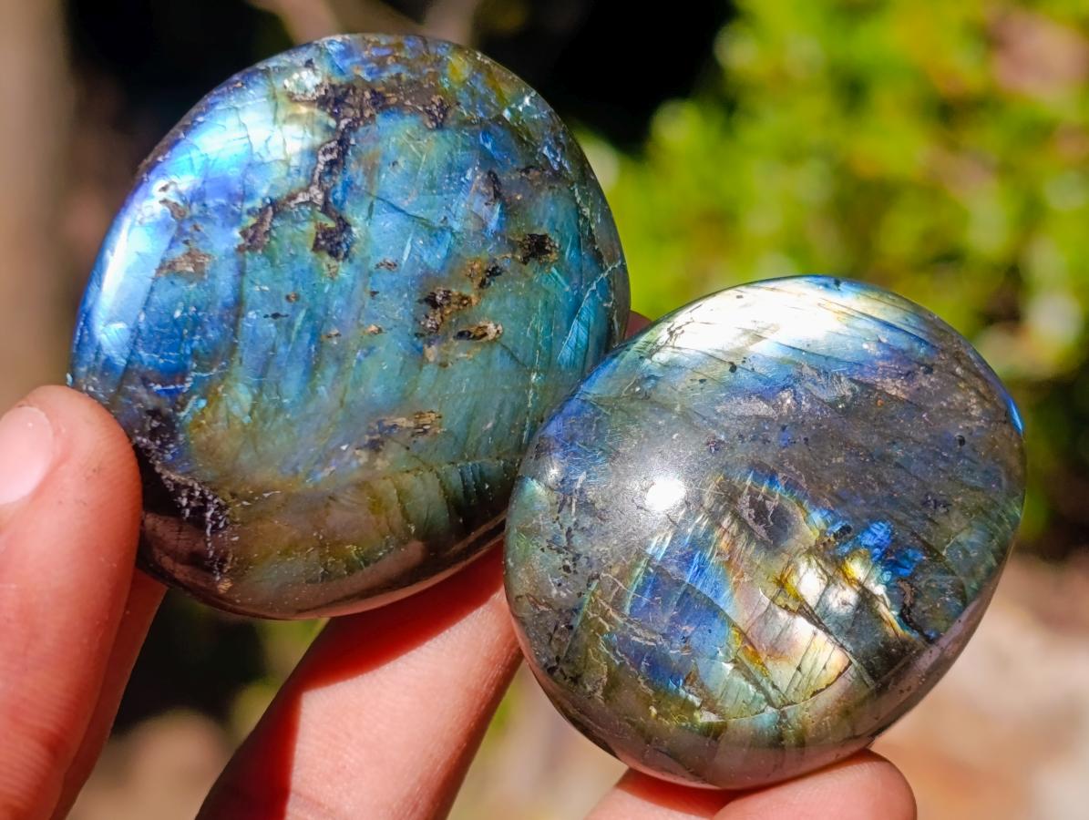 Polished Labradorite Palm Stones x 35 From Madagascar - Toprock Gemstones and Minerals 