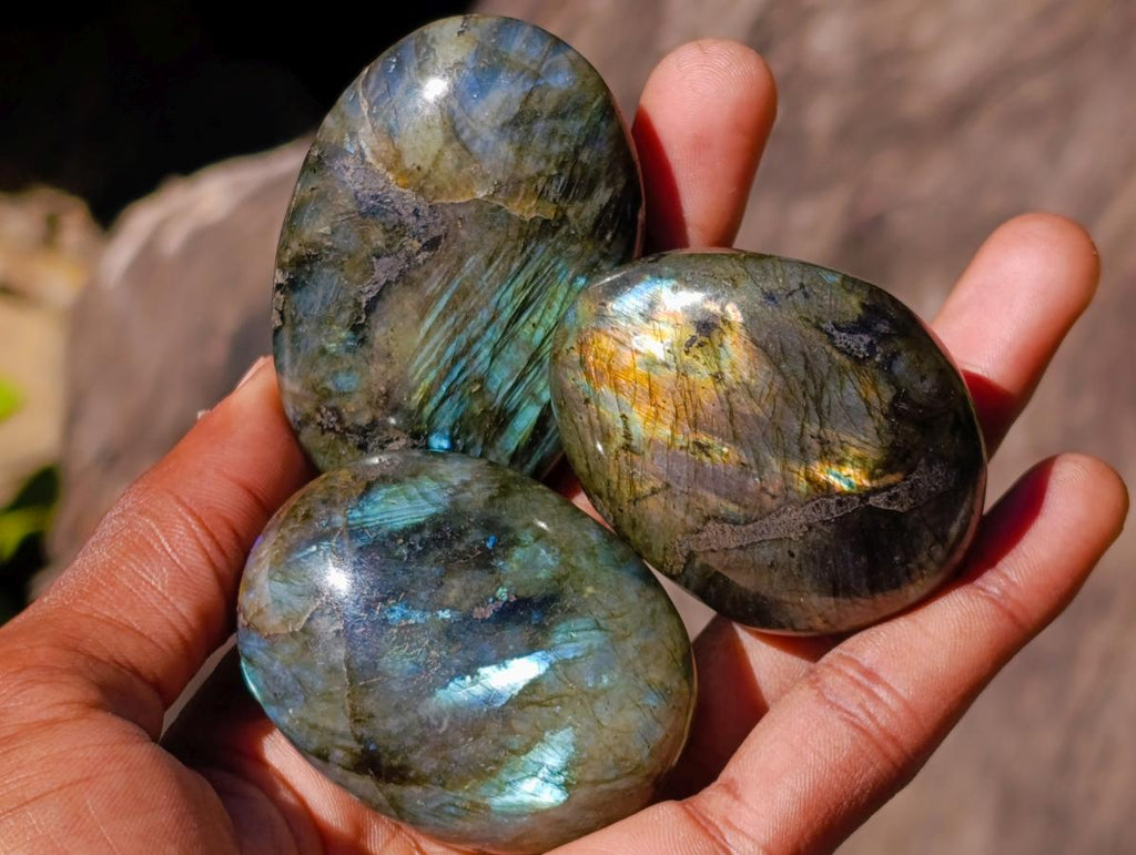 Polished Labradorite Palm Stones x 35 From Madagascar - Toprock Gemstones and Minerals 