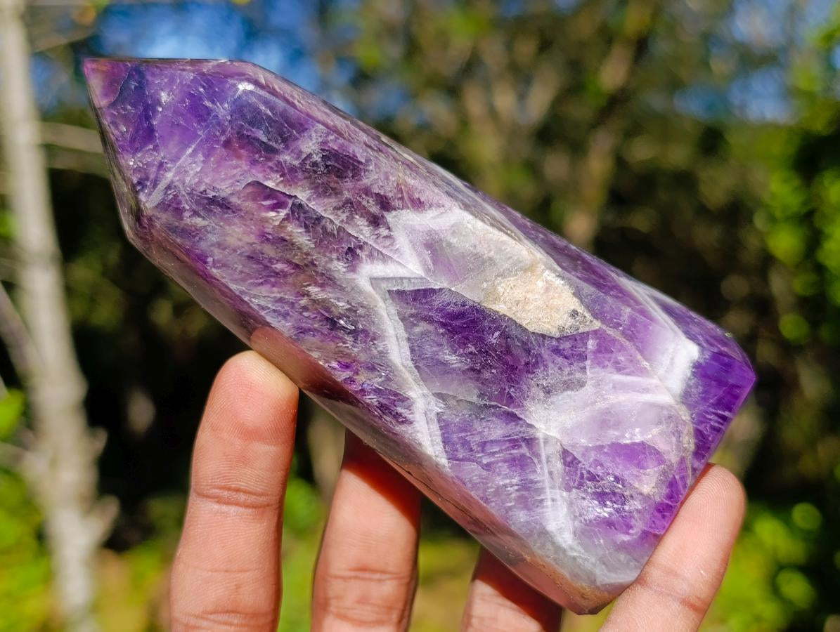Polished Chevron Amethyst Display Crystals x 5 From Zambia - Toprock Gemstones and Minerals 