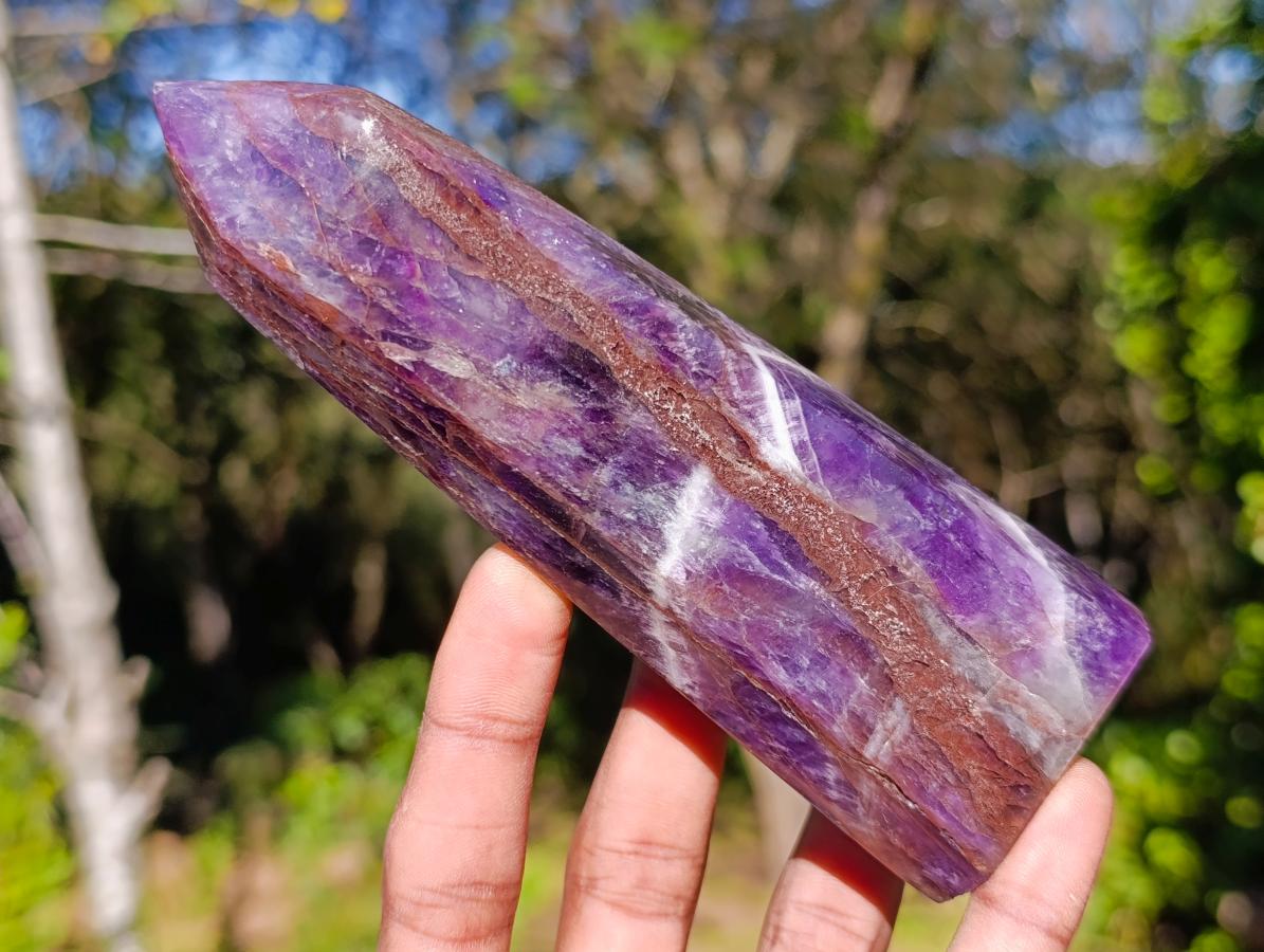 Polished Chevron Amethyst Display Crystals x 5 From Zambia - Toprock Gemstones and Minerals 