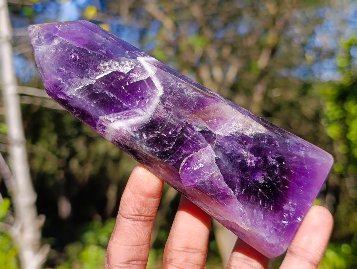 Polished Chevron Amethyst Display Crystals x 5 From Zambia - Toprock Gemstones and Minerals 