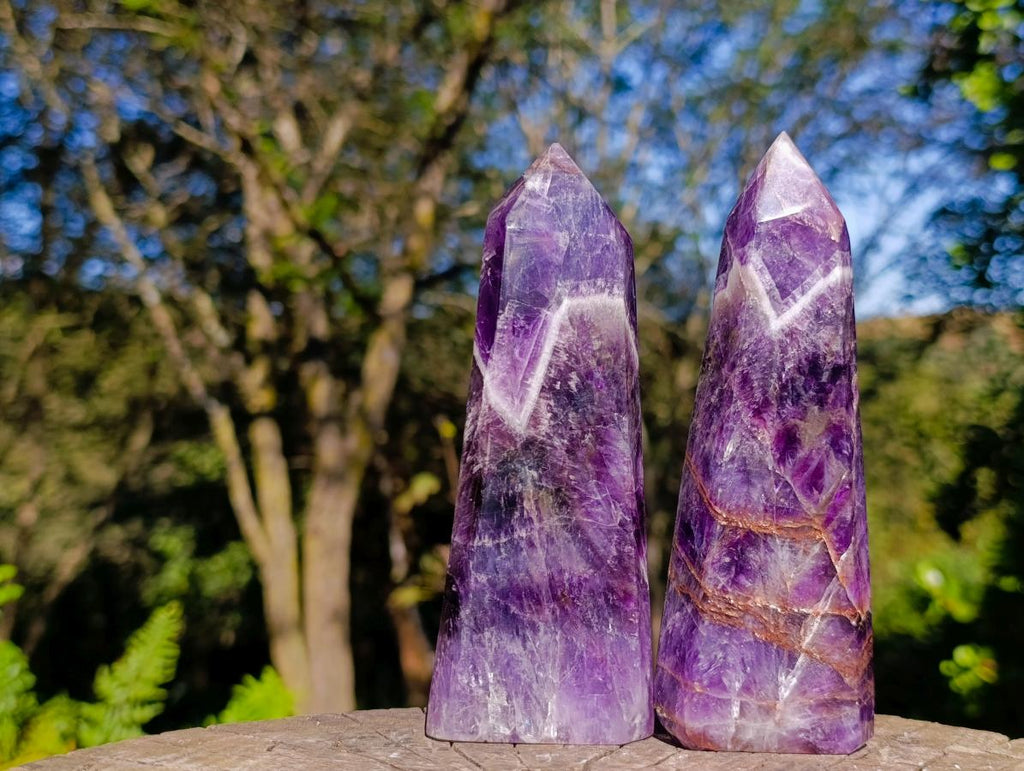 Polished Chevron Amethyst Display Crystals x 5 From Zambia - Toprock Gemstones and Minerals 