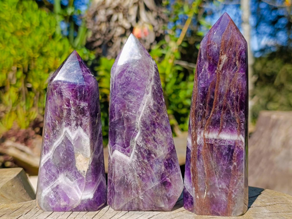 Polished Chevron Amethyst Display Crystals x 5 From Zambia - Toprock Gemstones and Minerals 