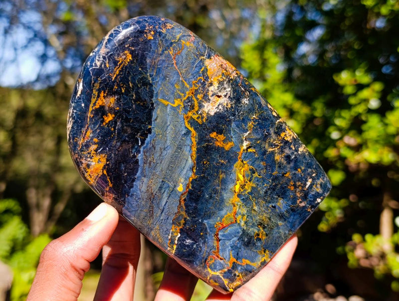 Polished Nellite Tigers Eye Standing Display Pieces x 2 From Prieska, South Africa - Toprock Gemstones and Minerals 