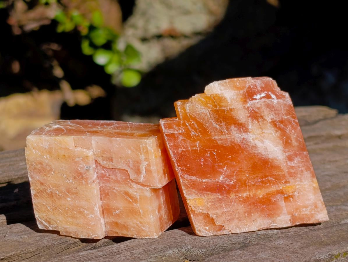 Natural Rhombohedral Sunset Orange Calcite Specimens x 12 From Spitzkop, Namibia - Toprock Gemstones and Minerals 