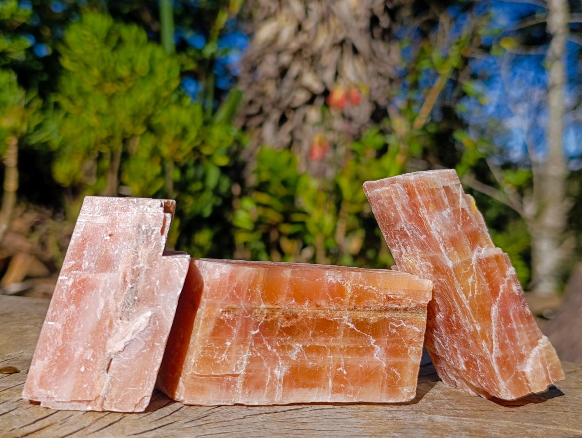 Natural Rhombohedral Sunset Orange Calcite Specimens x 12 From Spitzkop, Namibia - Toprock Gemstones and Minerals 