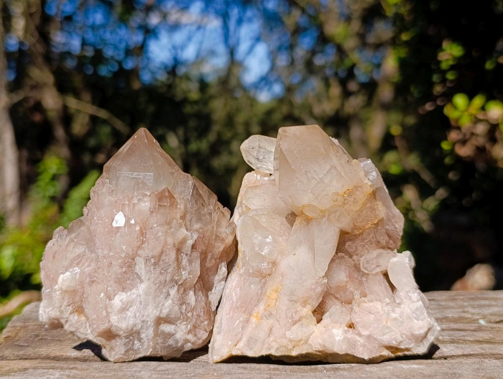 Natural Cascading White Phantom Smokey Luena Quartz Clusters x 6 From Luena, Congo - Toprock Gemstones and Minerals 