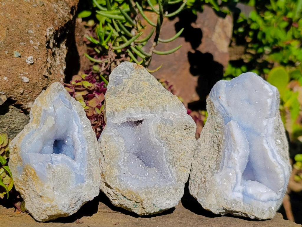 Natural Blue Lace Agate Geode Specimens x 12 From Nsanje, Malawi - Toprock Gemstones and Minerals 