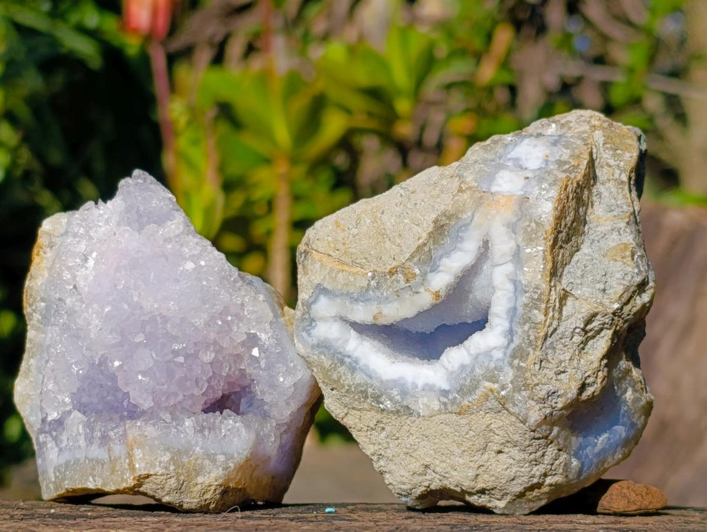 Natural Blue Lace Agate Geode Specimens x 12 From Nsanje, Malawi - Toprock Gemstones and Minerals 
