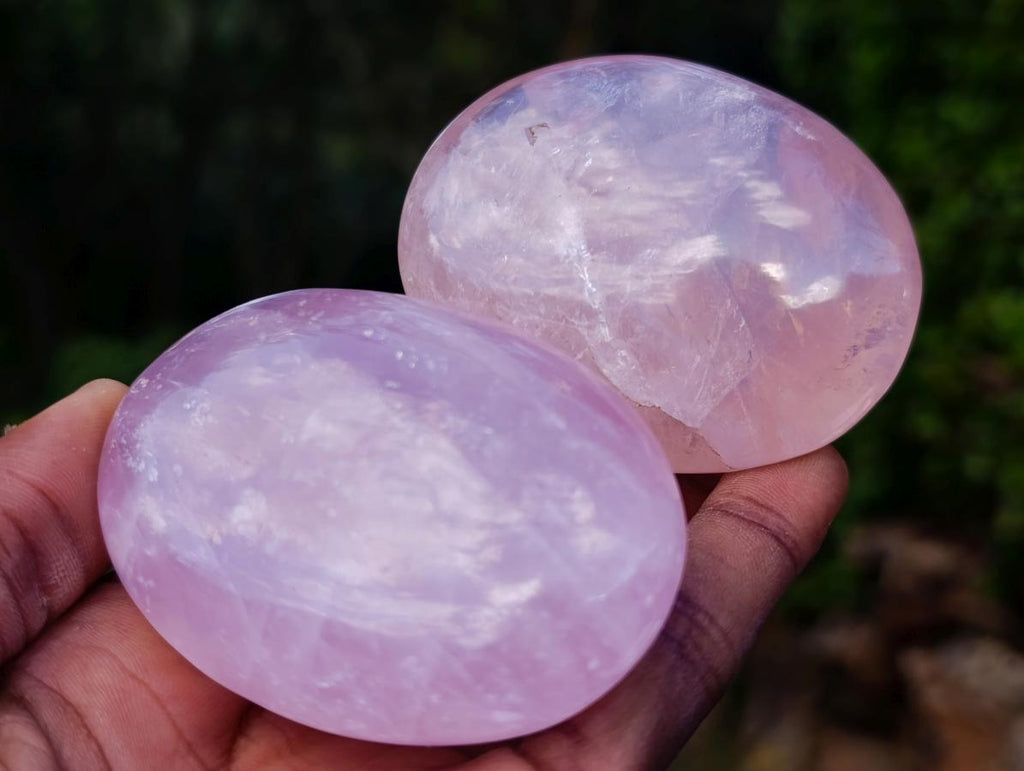 Polished Gemmy Rose Quartz Palm Stones x 24 From Madagascar - Toprock Gemstones and Minerals 