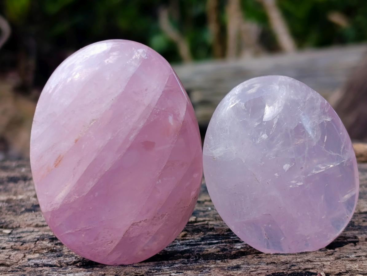 Polished Gemmy Rose Quartz Palm Stones x 24 From Madagascar - Toprock Gemstones and Minerals 