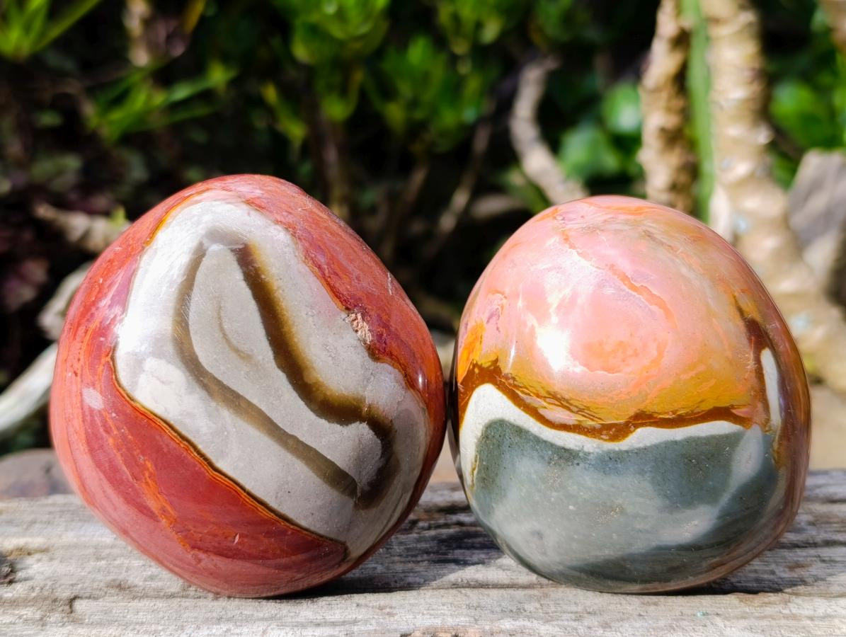 Polished On One Side Polychrome Jasper Nodules x 12 From NW Coast, Madagascar - Toprock Gemstones and Minerals 