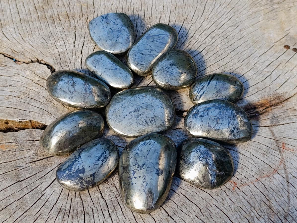 Polished Basalt Pharaoh Stone Galets x 12 From Iron Duke Mine, Zimbabwe - Toprock Gemstones and Minerals 
