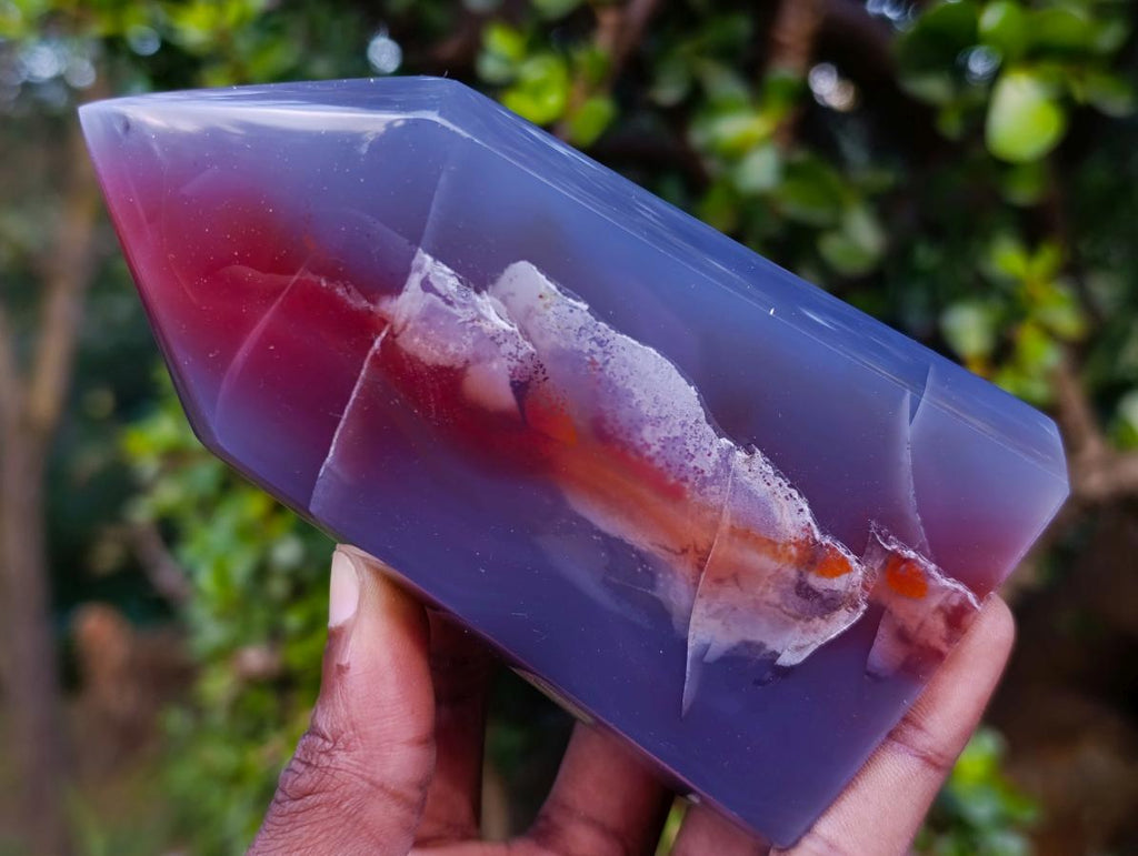 Polished Strawberry Agate Display Crystal Points x 3 From Mozambique - Toprock Gemstones and Minerals 