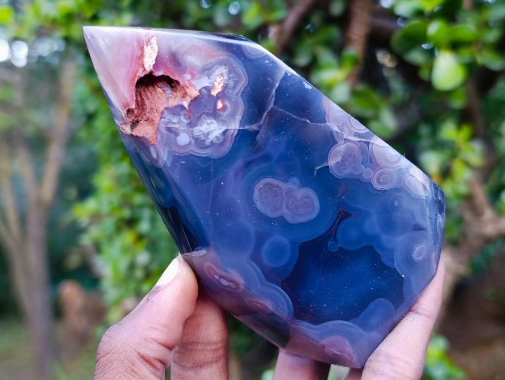 Polished Strawberry Agate Display Crystal Points x 3 From Mozambique - Toprock Gemstones and Minerals 
