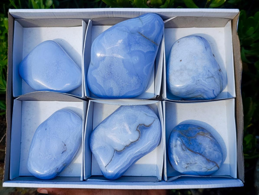 Polished Blue Lace Agate Free Forms x 6 From Nsanje, Malawi - Toprock Gemstones and Minerals 