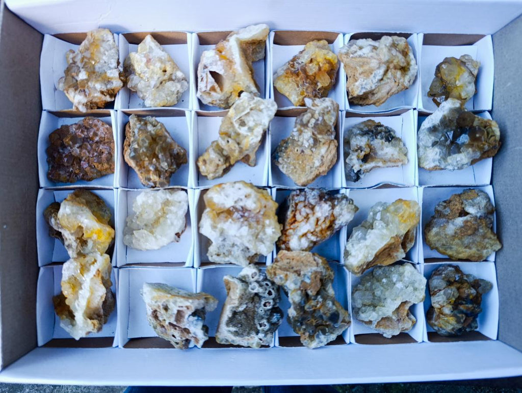 Natural Golden Limonite Quartz Clusters x 24 From Solwezi, Zambia - Toprock Gemstones and Minerals 