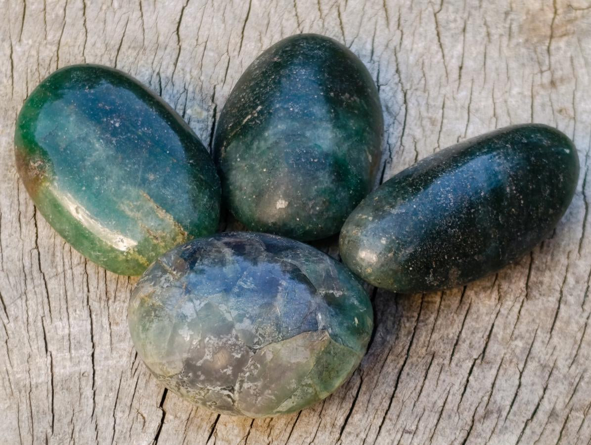Polished Fuchsite Quartz Galets x 35 From Andakatany, Madagascar - Toprock Gemstones and Minerals 