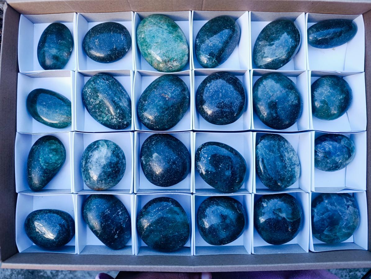 Polished Fuchsite Quartz Galets x 35 From Andakatany, Madagascar - Toprock Gemstones and Minerals 