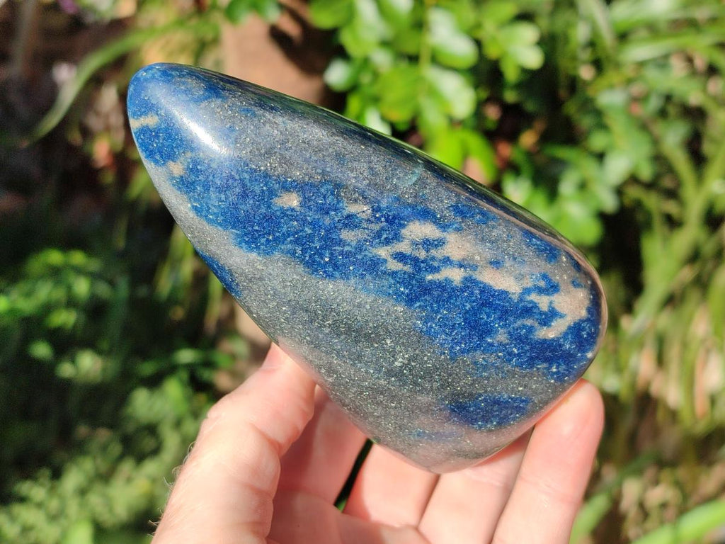 Polished Blue Spotted Spinel in Quartz Standing Display Pieces x 2 From Madagascar - Toprock Gemstones and Minerals 