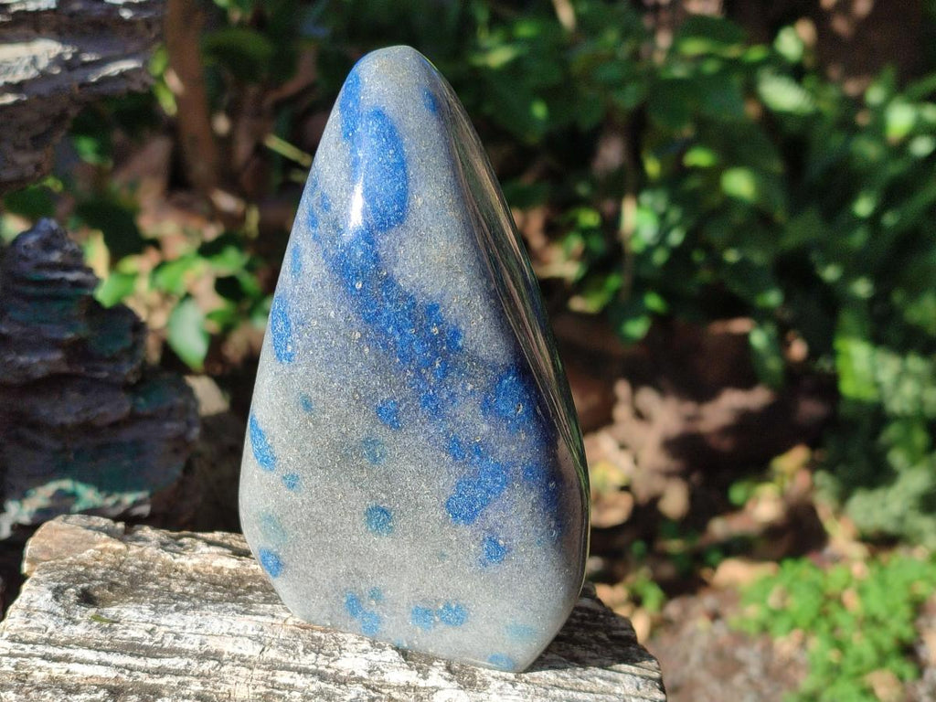 Polished Blue Spotted Spinel in Quartz Standing Display Pieces x 2 From Madagascar - Toprock Gemstones and Minerals 
