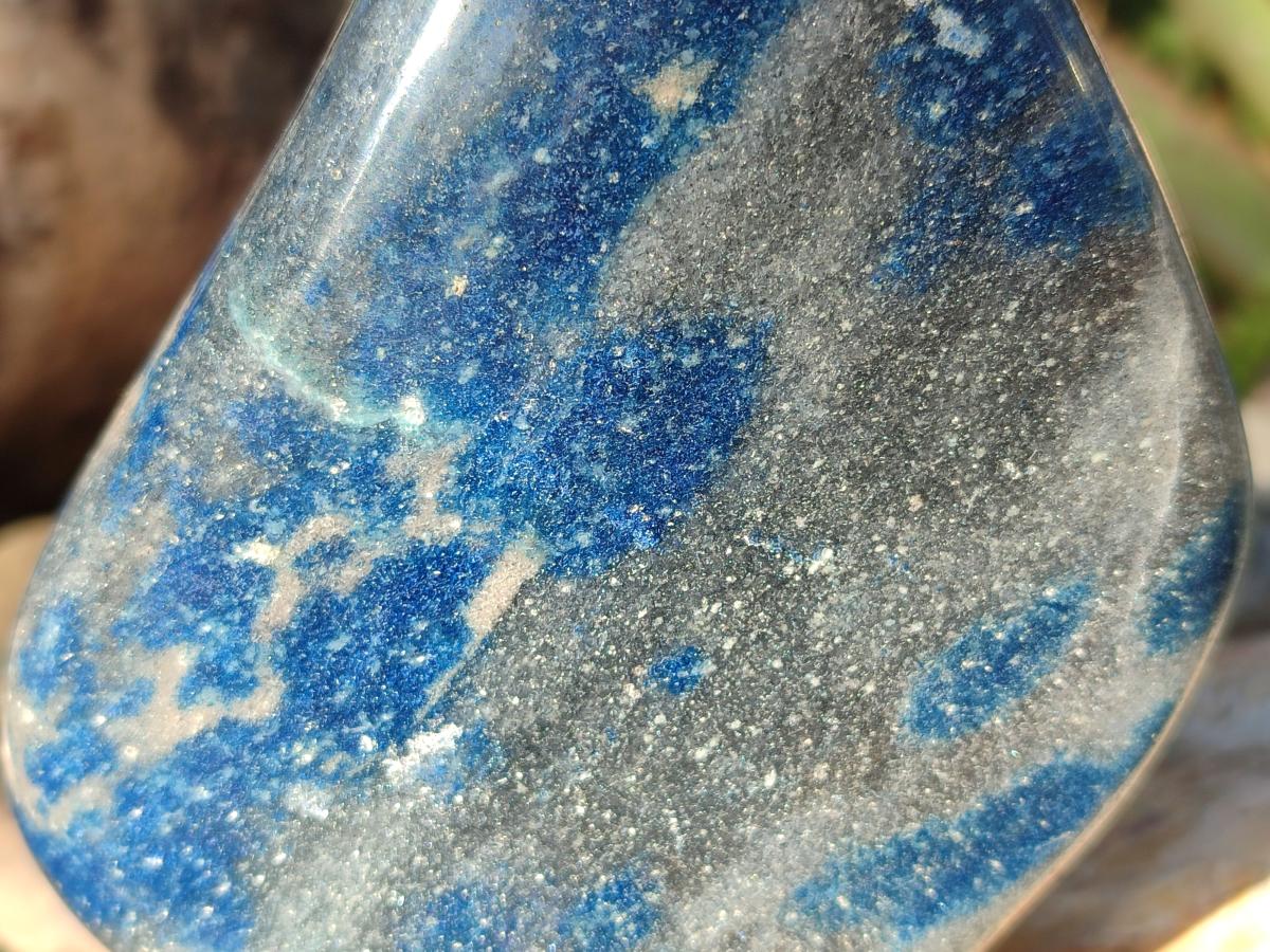 Polished Blue Spotted Spinel in Quartz Standing Display Pieces x 2 From Madagascar - Toprock Gemstones and Minerals 