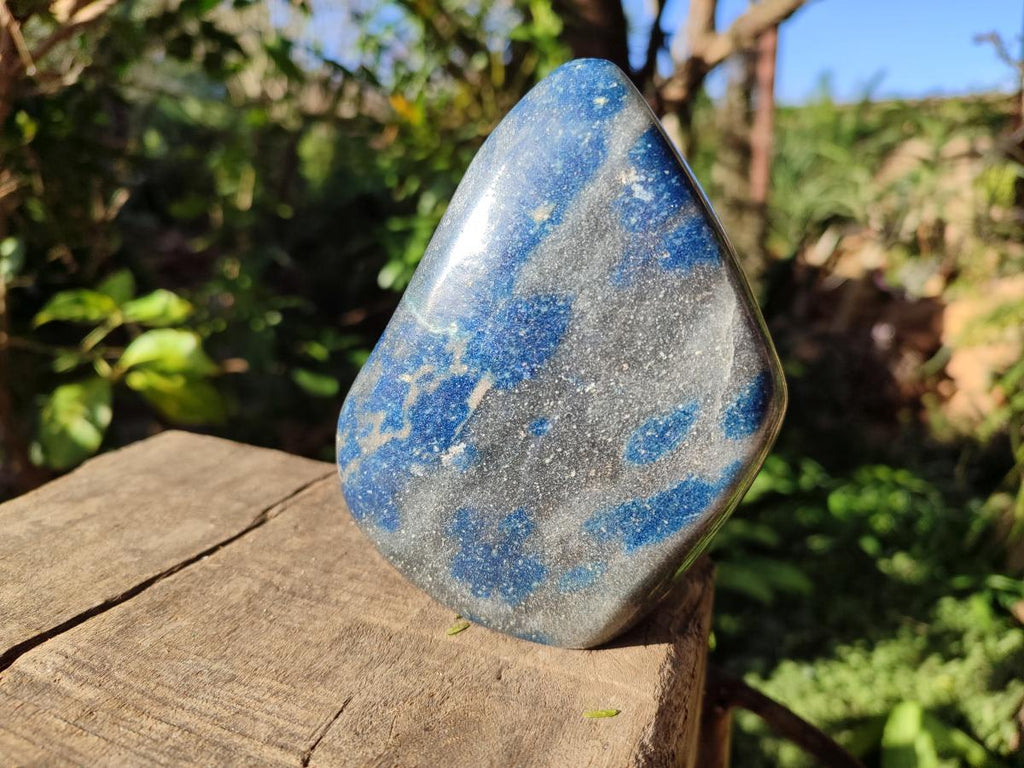 Polished Blue Spotted Spinel in Quartz Standing Display Pieces x 2 From Madagascar - Toprock Gemstones and Minerals 