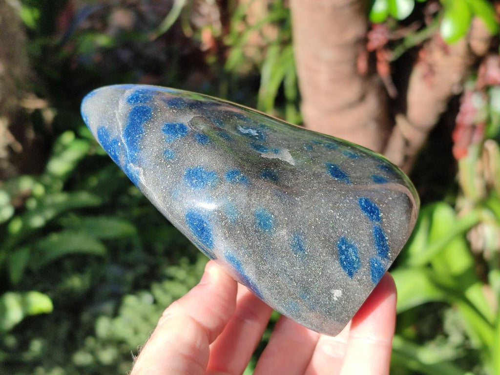 Polished Blue Spotted Spinel in Quartz Standing Display Pieces x 2 From Madagascar - Toprock Gemstones and Minerals 