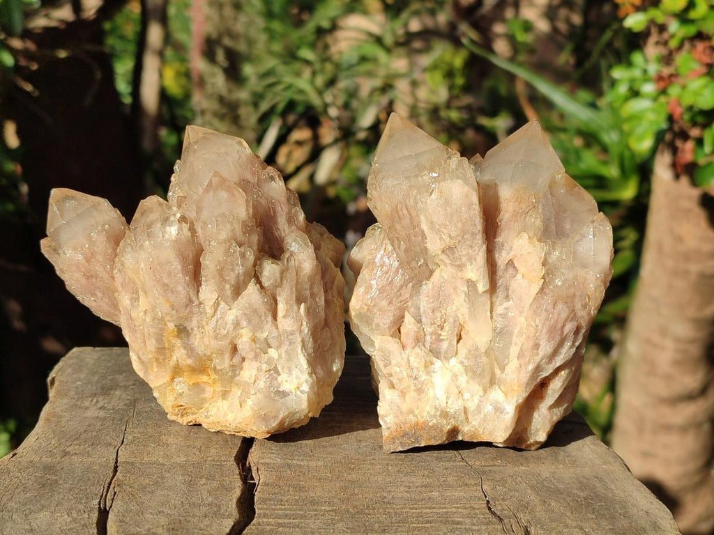 Natural Cascading White Phantom Smokey Luena Quartz Clusters x 4 From Luena, Congo - Toprock Gemstones and Minerals 