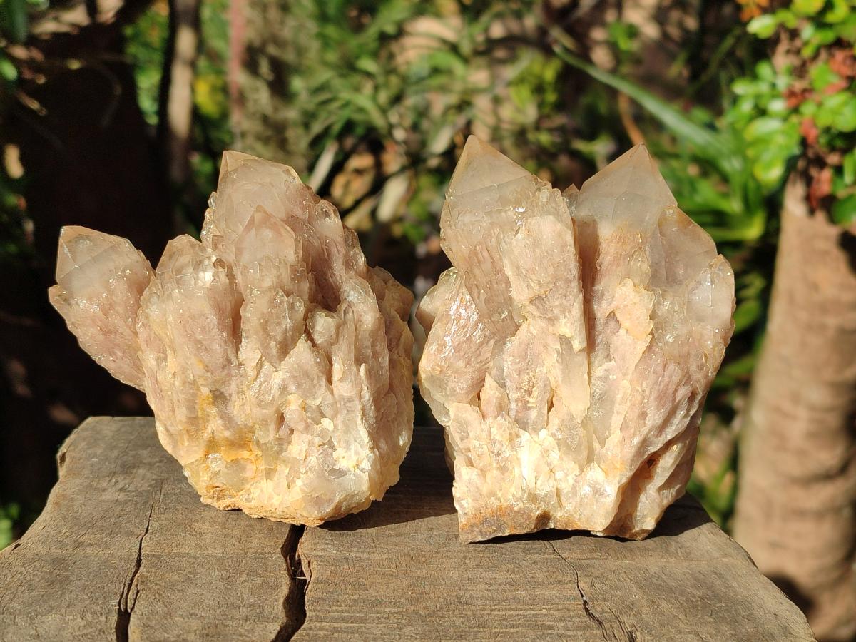 Natural Cascading White Phantom Smokey Luena Quartz Clusters x 4 From Luena, Congo - Toprock Gemstones and Minerals 