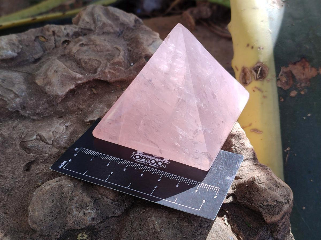 Polished Gemmy Rose Quartz Pyramids x 6 From Madagascar - Toprock Gemstones and Minerals 