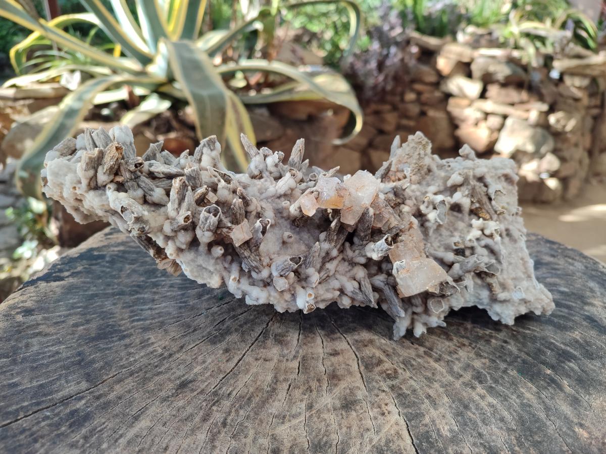 Natural XL Drusy Quartz Coated Black Tipped Calcite Pseudomorph Specimen x 1 From Albert's Mountain, Lesotho - Toprock Gemstones and Minerals 