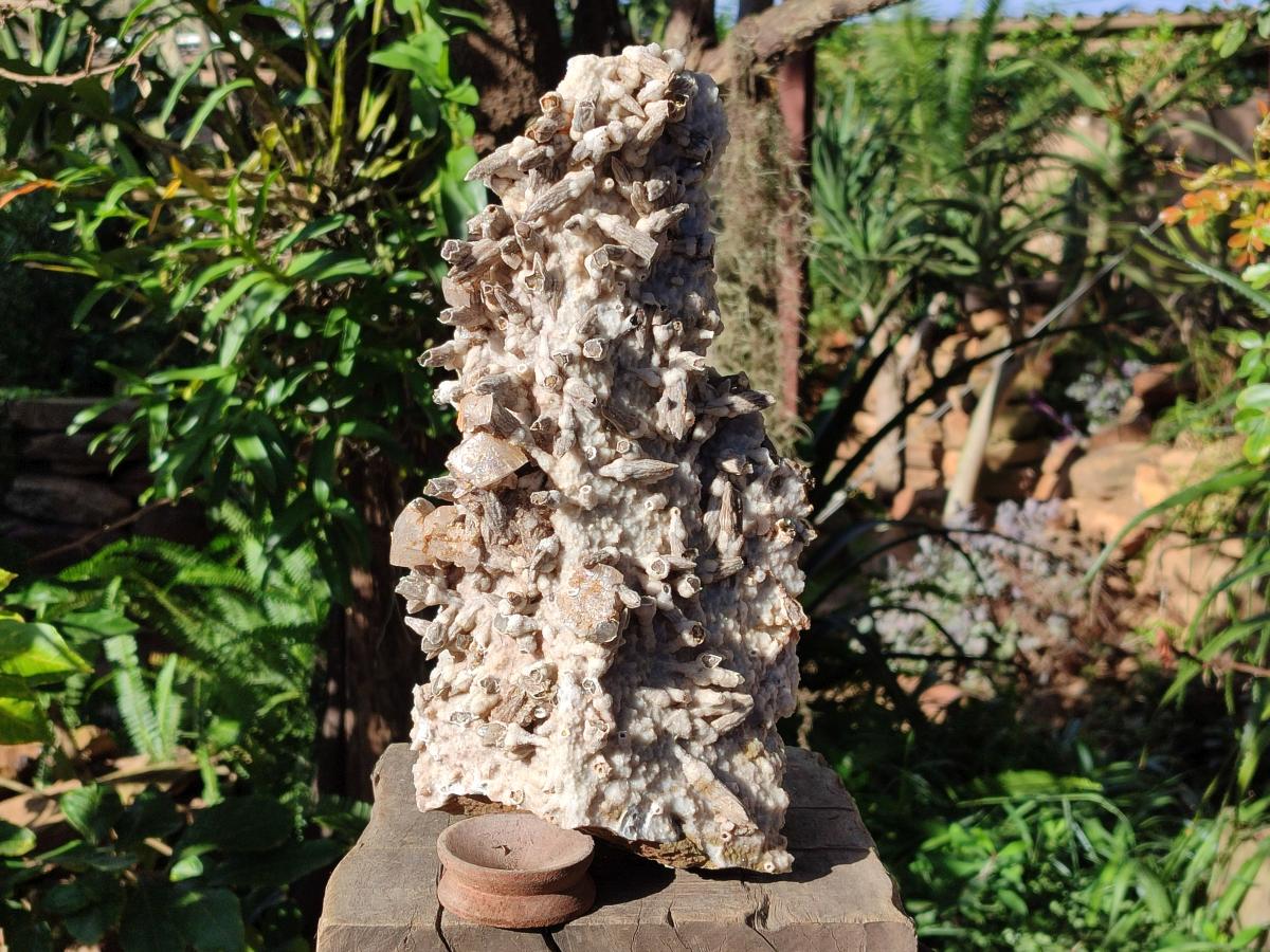 Natural XL Drusy Quartz Coated Black Tipped Calcite Pseudomorph Specimen x 1 From Albert's Mountain, Lesotho - Toprock Gemstones and Minerals 