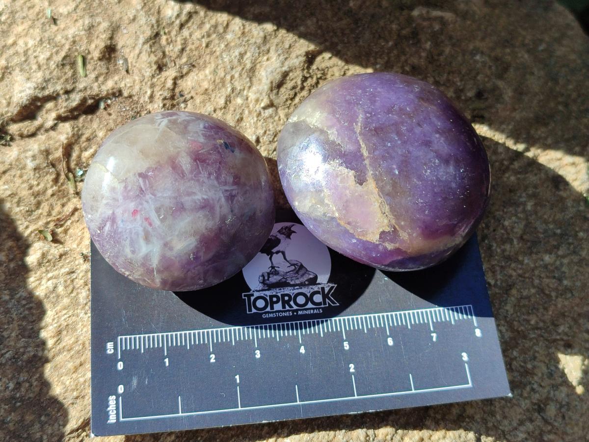 Polished Lepidolite Galets x 24 From Ambatondrazaka, Madagascar - Toprock Gemstones and Minerals 