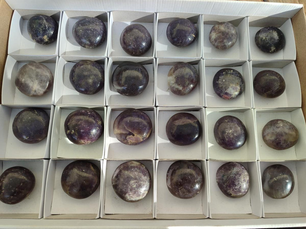 Polished Lepidolite Galets x 24 From Ambatondrazaka, Madagascar - Toprock Gemstones and Minerals 