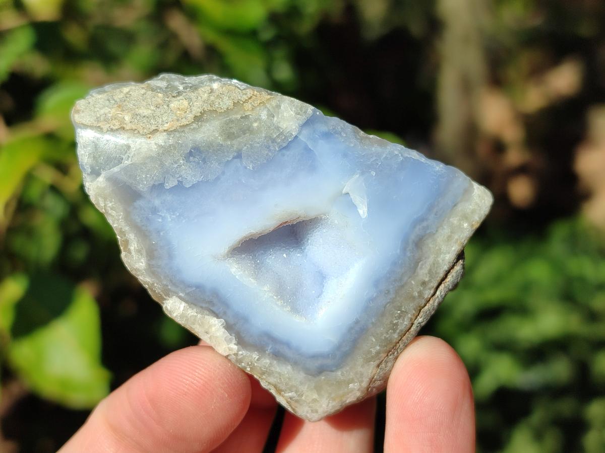 Polished On One Side Blue Lace Agate Geodes x 24 From Nsanje, Malawi - Toprock Gemstones and Minerals 